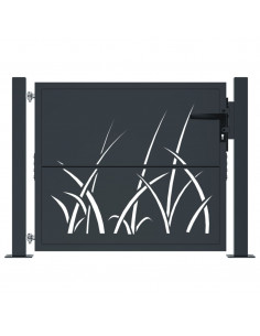 Cancello Giardino Antracite 105x105 cm in Acciaio Design Erba 2
