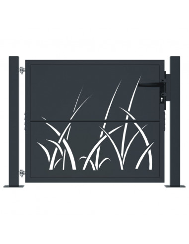 Cancello Giardino Antracite 105x105 cm in Acciaio Design Erba