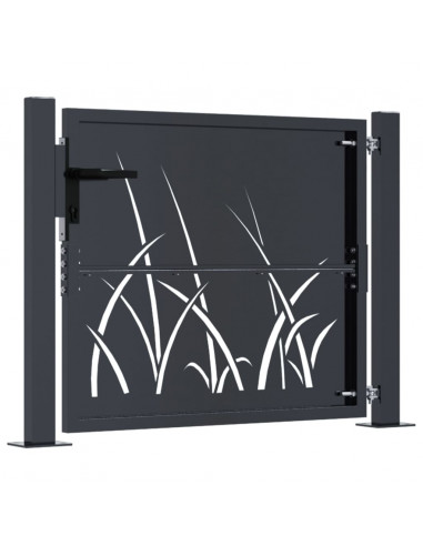 Cancello Giardino Antracite 105x105 cm in Acciaio Design Erba
