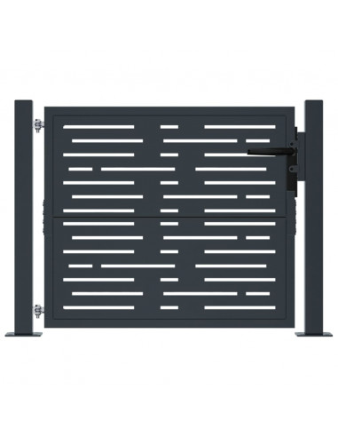 Cancello Giardino Antracite 105x80cm in Acciaio Design Quadrato