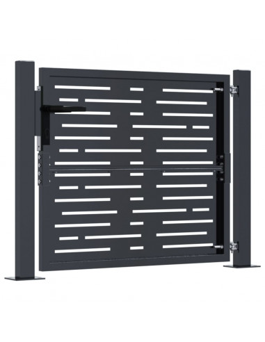 Cancello Giardino Antracite 105x80cm in Acciaio Design Quadrato