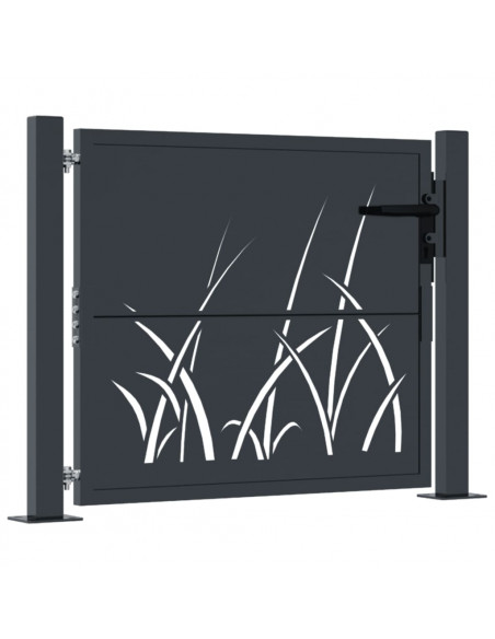 Cancello Giardino Antracite 105x80 cm in Acciaio Design Erba