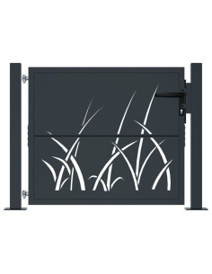 Cancello Giardino Antracite 105x80 cm in Acciaio Design Erba 2