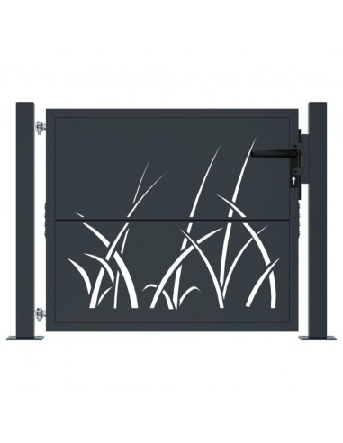 Cancello Giardino Antracite 105x80 cm in Acciaio Design Erba