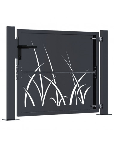 Cancello Giardino Antracite 105x80 cm in Acciaio Design Erba