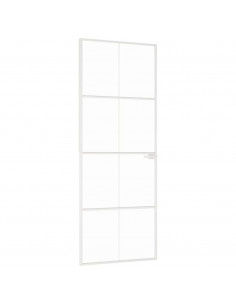 Porta Interna Bianca 76x201,5 cm Vetro Temperato Alluminio Slim
