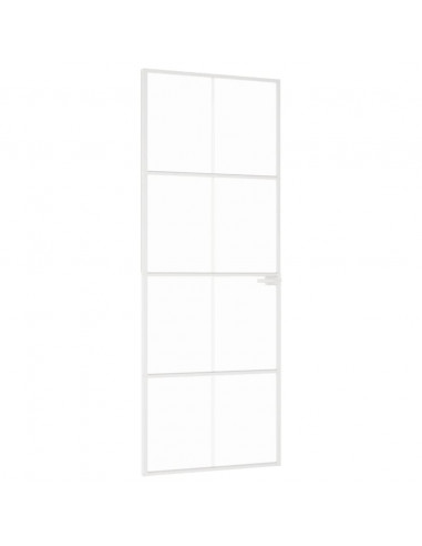 Porta Interna Bianca 76x201,5 cm Vetro Temperato Alluminio Slim