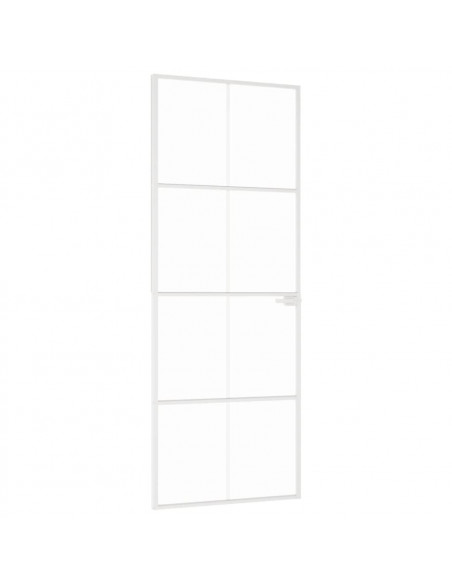 Porta Interna Bianca 76x201,5 cm Vetro Temperato Alluminio Slim