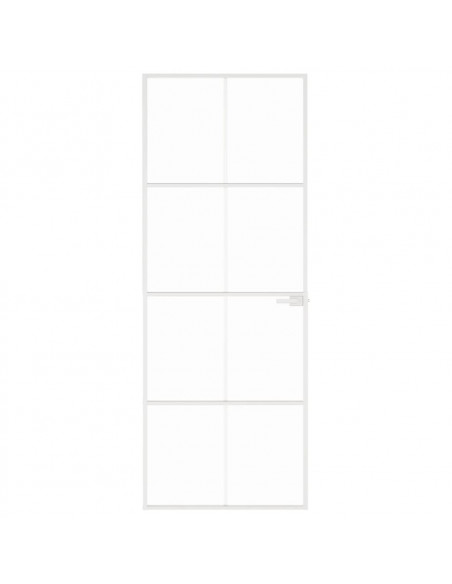 Porta Interna Bianca 76x201,5 cm Vetro Temperato Alluminio Slim