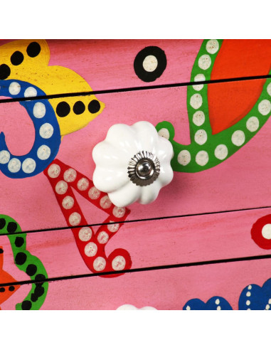 Consolle in Legno Massello di Mango Rosa Dipinta a Mano