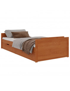 Giroletto Miele con Cassetti Legno Massello di Pino 90x200 cm