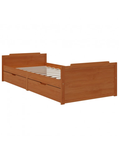 Giroletto Miele con Cassetti Legno Massello di Pino 90x200 cm