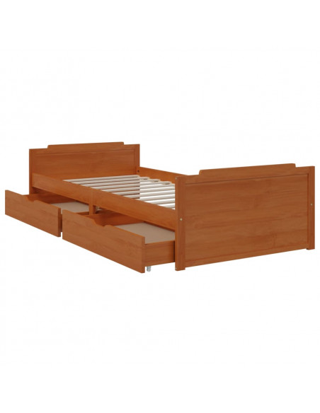 Giroletto Miele con Cassetti Legno Massello di Pino 90x200 cm