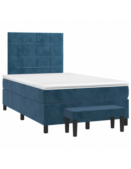 Giroletto a Molle con Materasso Blu Scuro 120x190 cm in Velluto