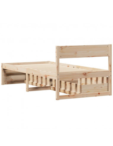 Giroletto con Cassetti 90x200 cm in Legno Massello di Pino