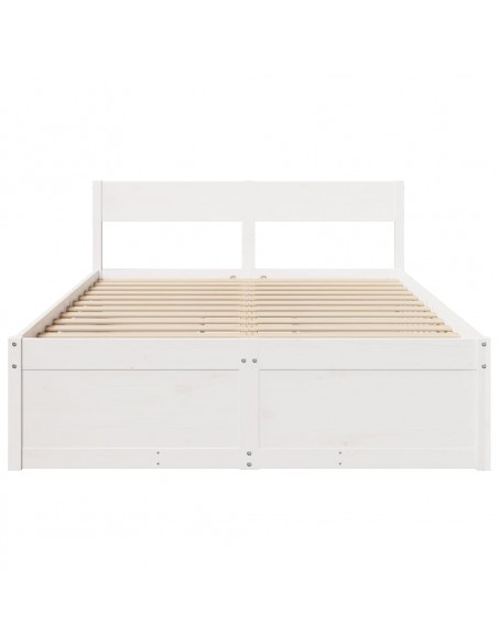 Giroletto con Cassetti Bianco 120x200 cm Legno Massello di Pino