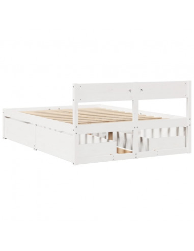 Giroletto con Cassetti Bianco 120x200 cm Legno Massello di Pino