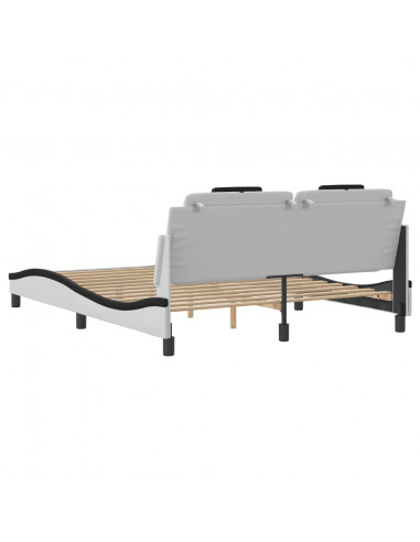 Giroletto con Luce LED Bianco e Nero 160x200 cm in Similpelle