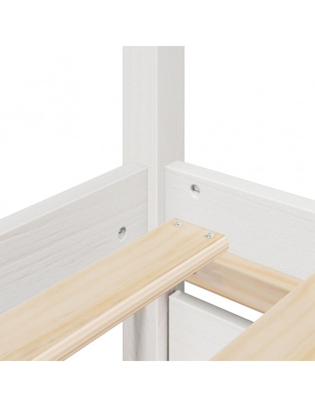 Letto Cassetti e Materasso Bianco 120x200cm Legno Massello Pino