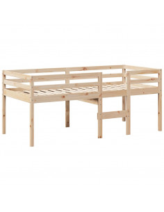 Letto a Soppalco con Tetto 90x200 cm in Legno di Pino