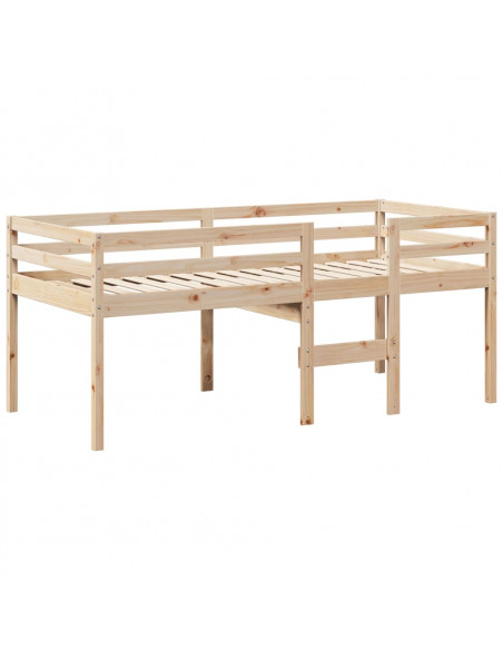 Letto a Soppalco con Tetto 90x200 cm in Legno di Pino
