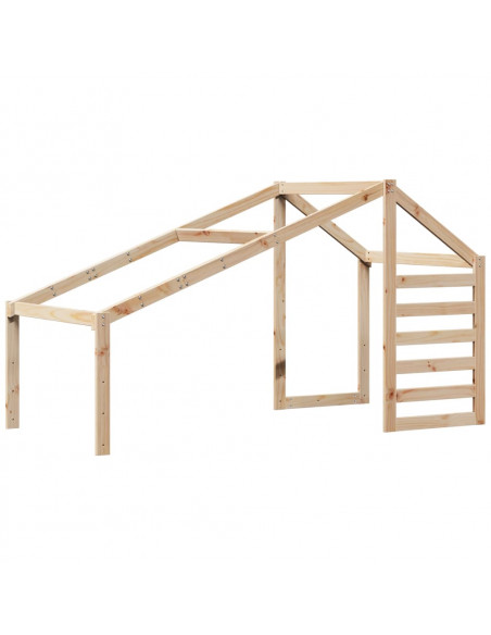 Letto a Soppalco con Tetto 90x200 cm in Legno di Pino
