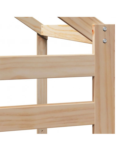 Letto a Soppalco con Tetto 90x200 cm in Legno di Pino