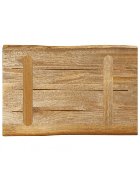 Piano Tavolo Bordi Vivi 50x40x2,5cm Legno Massello Mango Grezzo