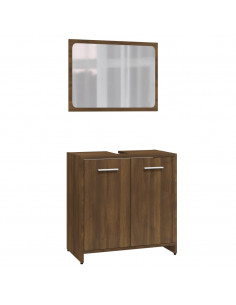 Set Mobili da Bagno Rovere Marrone in Legno Multistrato