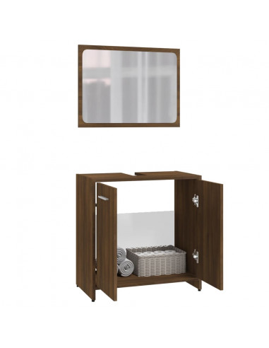 Set Mobili da Bagno Rovere Marrone in Legno Multistrato