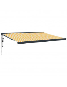 Tenda Retrattile Gialla e Bianca 4,5x3 m in Tessuto e Alluminio