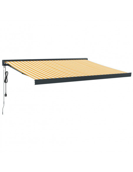 Tenda Retrattile Gialla e Bianca 3,5x2,5 m Tessuto e Alluminio