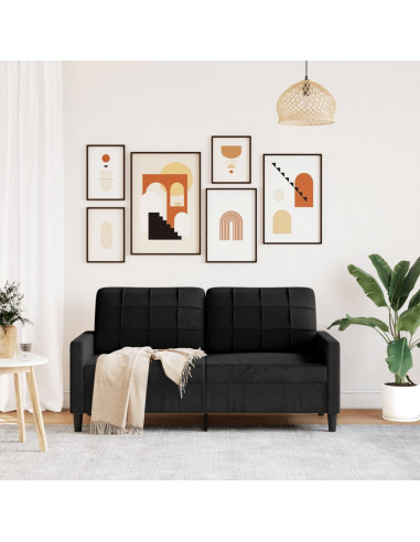 Divano a 2 Posti Nero 140 cm in Velluto