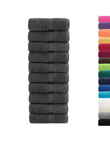 Asciugamani Ospiti 10 pz Antracite 30x50cm 600gsm 100% Cotone