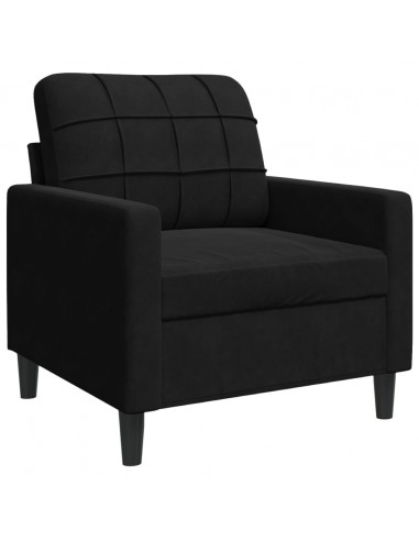 Set di Divani 3 pz con Cuscini Nero in Velluto