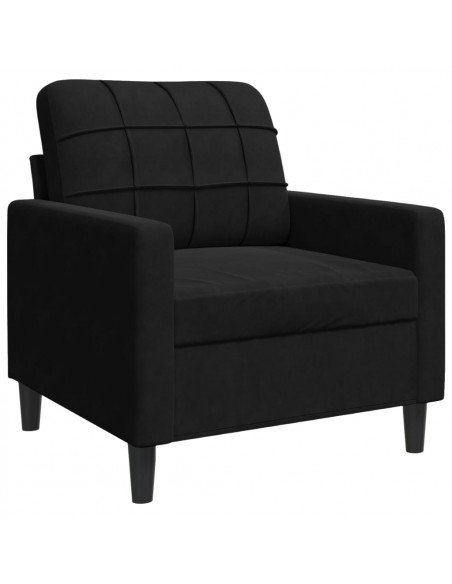 Set di Divani 3 pz con Cuscini Nero in Velluto
