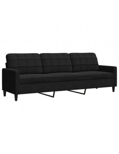 Set di Divani 3 pz con Cuscini Nero in Velluto