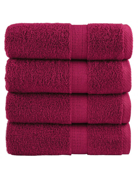 Asciugamani Ospiti 4 pz Bordeaux 30x50 cm 600gsm 100% Cotone