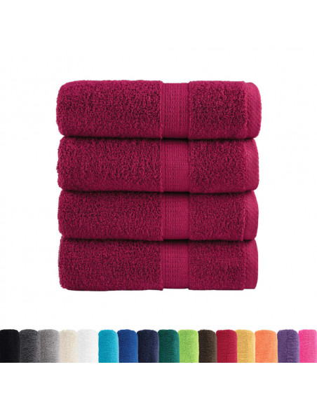 Asciugamani Ospiti 4 pz Bordeaux 30x50 cm 600gsm 100% Cotone