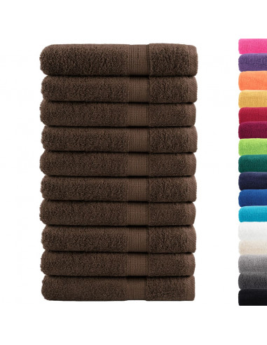 Asciugamani da Bagno 10 pz Marroni 100x200cm 600gsm 100% Cotone