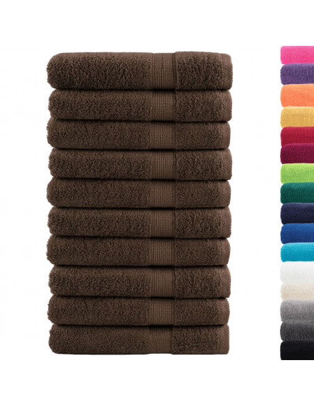 Asciugamani da Bagno 10 pz Marroni 100x200cm 600gsm 100% Cotone