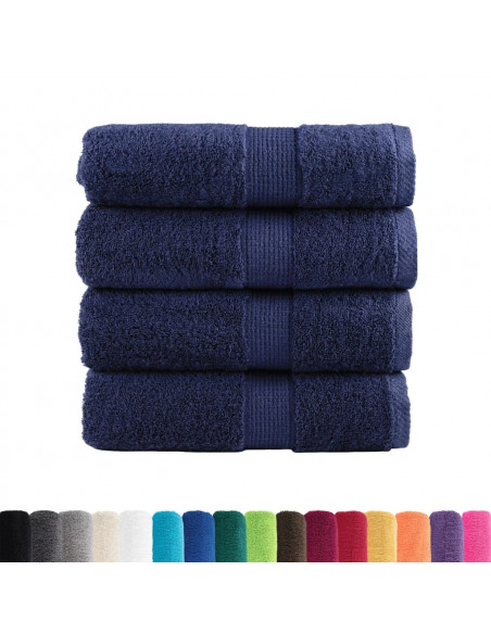 Asciugamani Ospiti 4 pz Blu Navy 30x50 cm 600gsm 100% Cotone