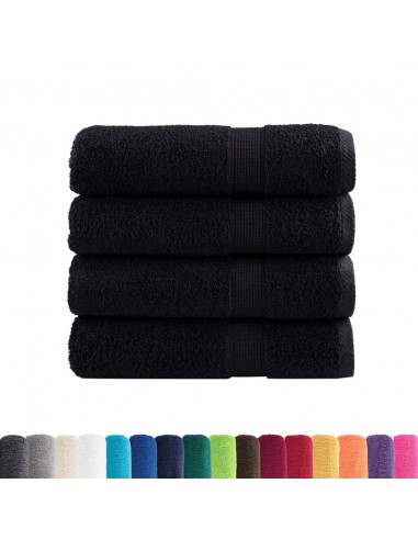 Asciugamani Premium 4 pz Neri 50x100 cm 600 g/m² 100% Cotone