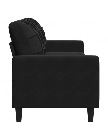 Divano a 3 Posti Nero 210 cm in Velluto