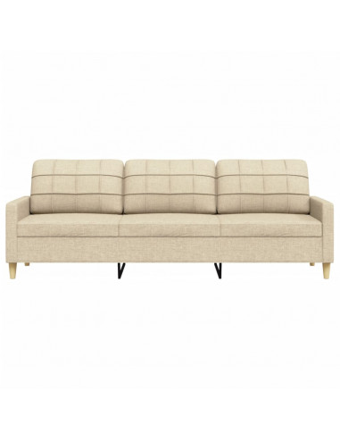 Divano a 3 Posti Crema 210 cm in Tessuto