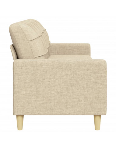 Divano a 3 Posti Crema 210 cm in Tessuto