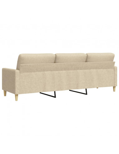 Divano a 3 Posti Crema 210 cm in Tessuto