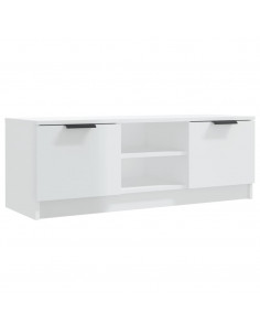 Mobile Porta TV Bianco Lucido 102x35x36,5 cm Legno Multistrato