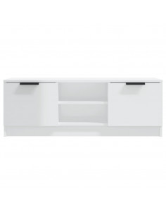Mobile Porta TV Bianco Lucido 102x35x36,5 cm Legno Multistrato 2