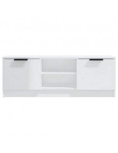 Mobile Porta TV Bianco Lucido 102x35x36,5 cm Legno Multistrato